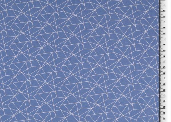 Baumwolldruck Grafisches Muster in Weiß auf Jeansblau